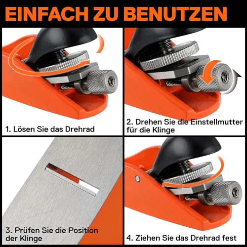 JORGENSEN Mini Holzhobel, Mini-Handhobel für präzise Holzbearbeitung, Ideal zum Trimmen, Polieren und Hobeln, mit einer verstellbaren Klinge, für vielfältige Holzarbeiten und DIY-Projekte