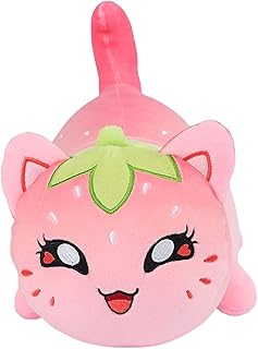 JIDIAN Aphmau Plushies Cat Mee Meow,Aphmau Cat Figure Plush Toy Stuffed Doll,Mini Animal Characters Soft Meemeow Cute Anime Plush Rag Toy Great Gift Suitable Children Kids Strawberry 888 25cm/9.8''