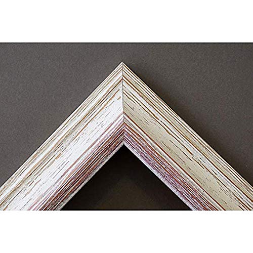 Artecentro Marco para cuadros de lienzo - Shabby Chic blanco - Color de madera - Varios tamaños disponibles (blanco/rojo, 40 x 60 cm + paspartú)