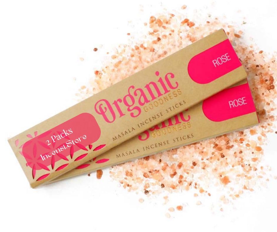 Rosa Bastoncini d’Incenso Masala Organic Goodness – 2 Confezioni – Naturale, 100% Ecologico, Fatto a Mano in India – Sostenibile – Cartone Riciclato – Song of India – 13 di Ilaria
