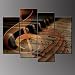 4 Panels Wall Art Musical Staff Melody Piano Music Notes Instrument Abstract Contemporary Reproduction Home Decoration Wall Art Canvas Painting Picture Prints with Wood Frame by uLinked Art