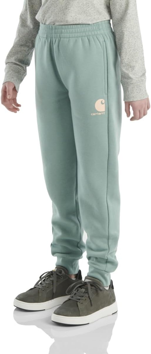 Carhartt Little Kid's CK9479 Fleece Logo Sweatpant - Girls, Youth Size 6 - Patina