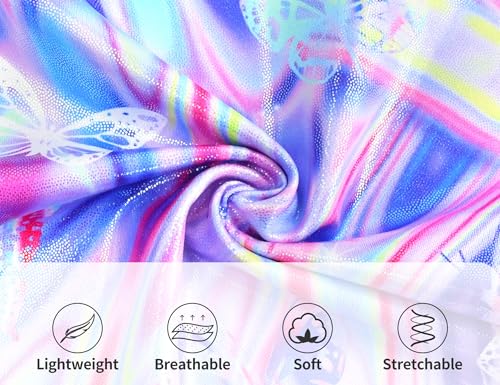 Domusgo Gymnastics Leotards for Girls Sparkly One Piece Sleeveless Tumbling Colorful Butterfly Unitards Size 6-7 Years - Thumbnail 6