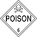 Accuform MPL601VS100 Adhesive Vinyl Hazard Class 6 DOT Placard, Legend"Poison 6" with Graphic, 10-3/4" Width x 10-3/4" Length, Black on White (Pack of 100)
