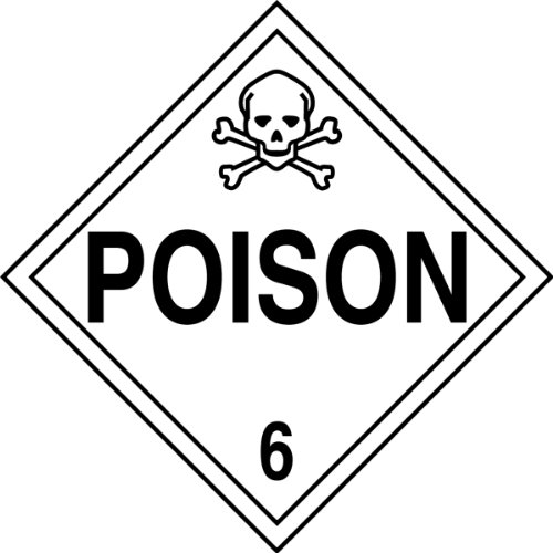 Image of Accuform MPL601VP10 Plastic Hazard Class 6 DOT Placard, inchPoison 6 inch with Graphic, 10-3 /4 inch Width x 10-3 /4 inch Length, Black on White (Pack of 10)