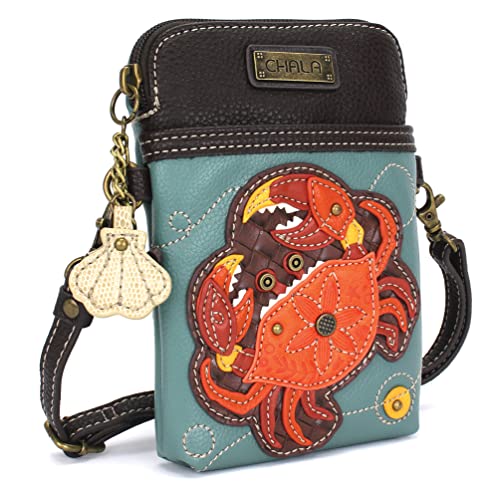 Image of CHALA Ocean Collection Cell Phone Crossbody Purse-Women PU Leather /Canvas Multicolor Handbag with Adjustable Strap