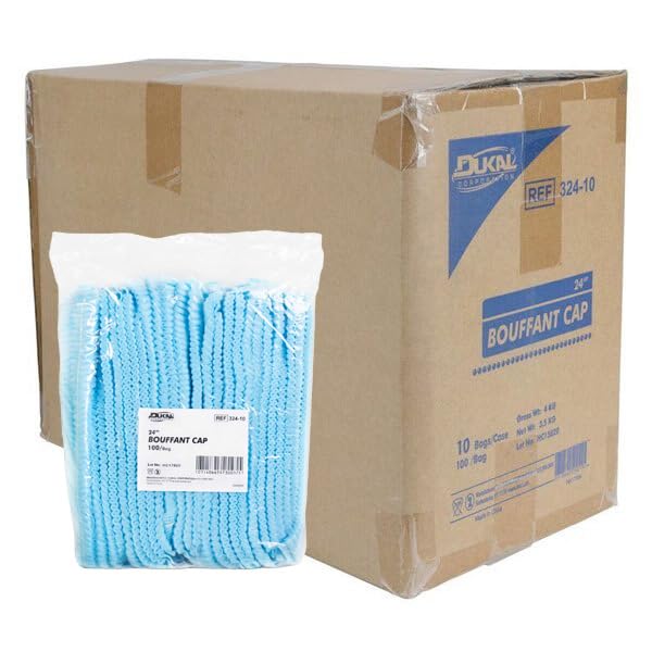 100 Pcs (Blue) Disposable Bouffant Caps, Spun-Bounded Poly - View #7