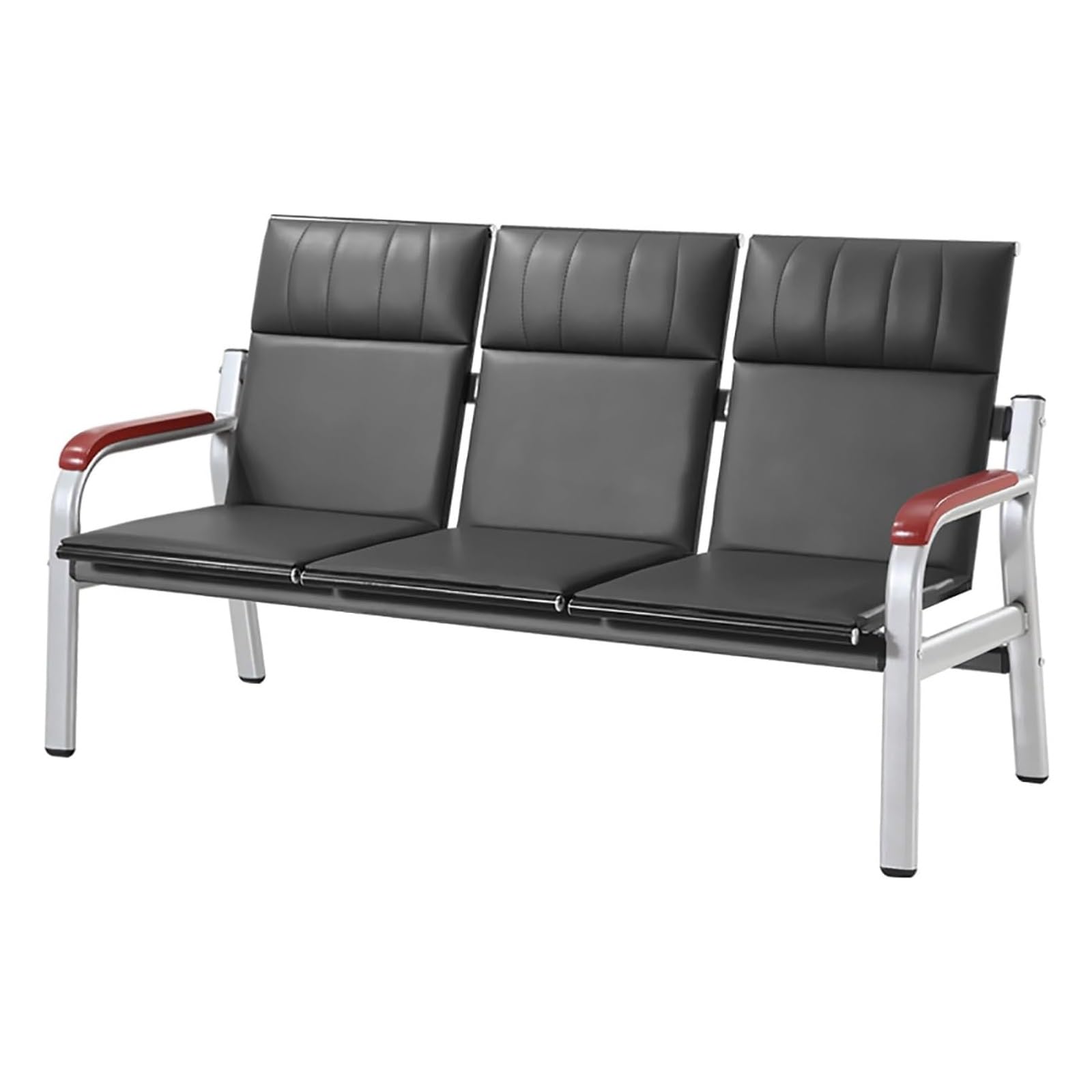 WDSOPK Waiting Room Chairs,3-Seat Office Lobby Chairs with Solid Wood Armrests, Reception Waiting Room Seating for Airport, Bank, Barbershop - Stylish Black Backrest Chairs(Black)