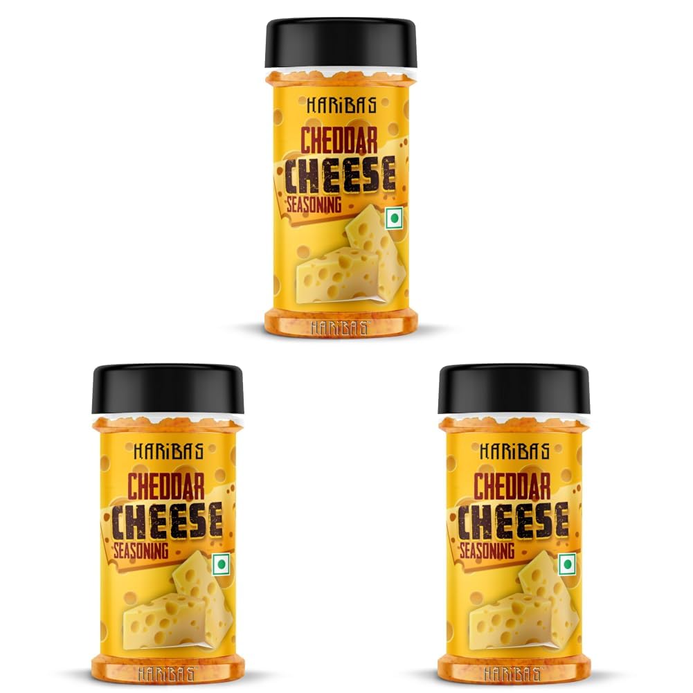 HARIBAS Cheddar Cheese Powder Seasoning 50gm for Popcorn (All Purpose Seasoning) Pasta, Pizza, Fries & Vegetables (Pack of 3)-picture-14