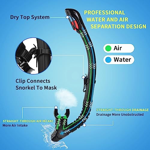 Nearsighted Snorkeling Gear for Adults Youth, Professional Shortsighted Full Dry Top Silicone Snorkel Set, Anti-Fog Diving Mask with Detachable Camera Mount for Scuba Diving, Spearfishing, Freediving - image 4