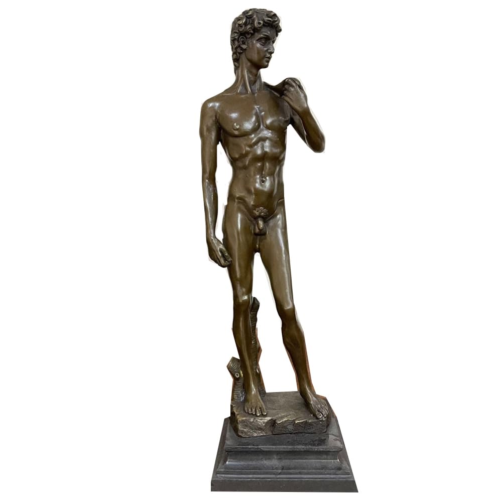 LONDAEE Escultura de bronce de David, estatua de bronce, adorno para el hogar