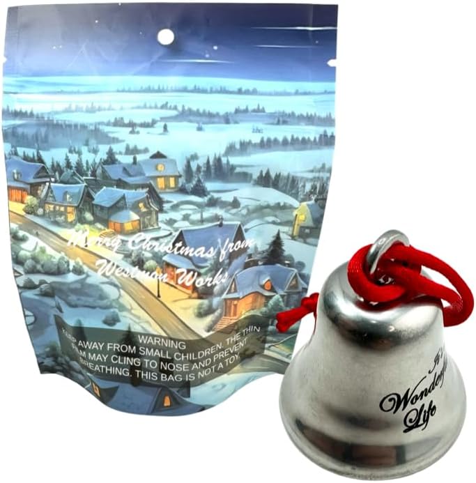 It's A Wonderful Life Ornament Bell on Ribbon Movie Souvenir Steel Metal Keepsake Christmas Decoration Made in The USA in a Bedford Falls Gift Bag - Image 3