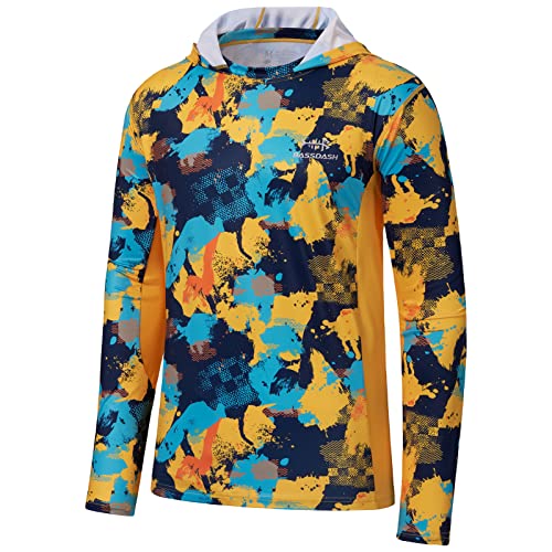 Image of BASSDASH Men's UPF 50+ Fishing Hiking Camo Hoodie Shirt with Face Mask Lightweight Neck Gaiter Long Sleeve
