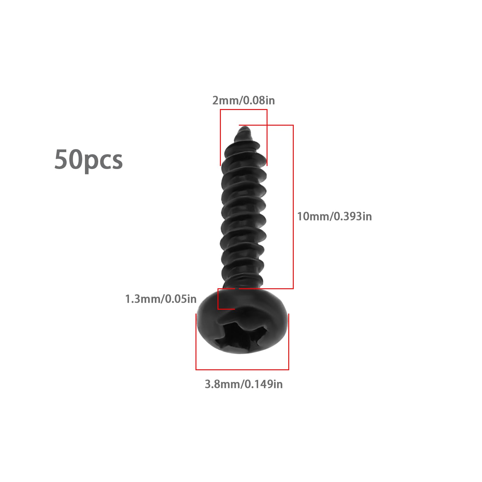 VGOL 50 Pieces Guitar Tuner Machine Head Mounting Screws M2 10mm Metal Guitar Tuners for Acoustic Electric Guitar Bass Black - Image 4