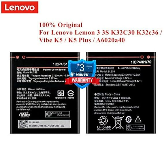 Image of Original BL259 Battery for Lenovo Vibe K5 / K5 Plus A6020 A40 Battery with 3 Month Warranty***(J00238)