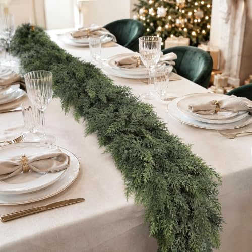 9Ft Christmas Cedar Garland, Real Touch Soft Greenery Christmas Decorations - image 4