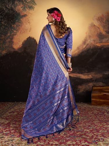Image of SWORNOF Women's Kanjivaram Soft Silk Banarasi Sarees With Unstiched Blouse Piece