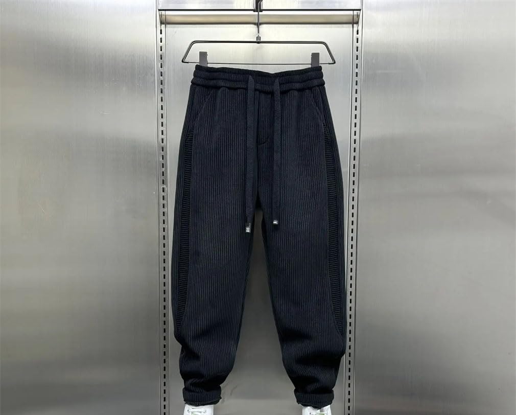 Abbigliamento da uomo Pantaloni casual a righe in velluto a coste Pantaloni in pile elastico in vita per gli uomini Pantaloni della tuta larghi da jogging