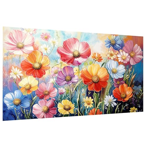 JOOZ Extra Large Diamond Art Kits for Adults, 5D Flowers Diamond Painting Kits for Adults, DIY Full Drill Large Diamond Painting Kits, Gem Art Flowers for Home Wall Decor 27.5 X 15.7 Inch