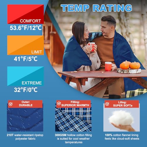 ETGLCOZY Doppelschlafsack Baumwolle Flanell Schlafsack 2 Personen – Ansicht 6