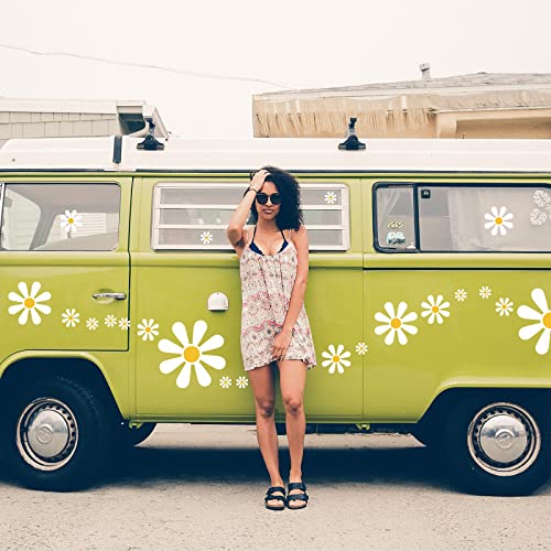 12 Sheets Daisy Stickers 133 Pieces Daisy Flower Decals Vinyl Daisy Stickers Self Adhesive Daisy Decals For Car Mirror Window Clings Laptop Car Decoration, Assorted Sizes (Single Color) #TOP3