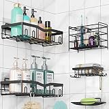 UpCircleSeven 5 Pack Shower Caddy, Strong Adhesive Shower Organizer Shelf with Hooks. Rustproof Wall