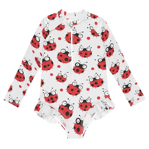 Traje de baño de una pieza para niñas Reiacy Ladybug manga larga para playa de 3 a 12 años