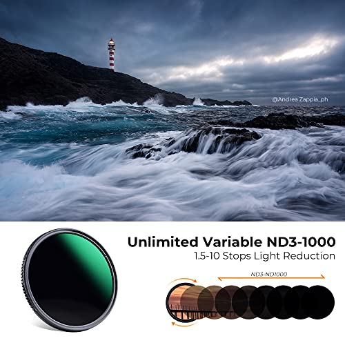 K&F CONCEPT 37mm Variable ND3- ND1000 Filters 10 Stops Adjustable ND Neutral Density Filters for DSLR Camera Lens (Nano-D Series) - Image 2
