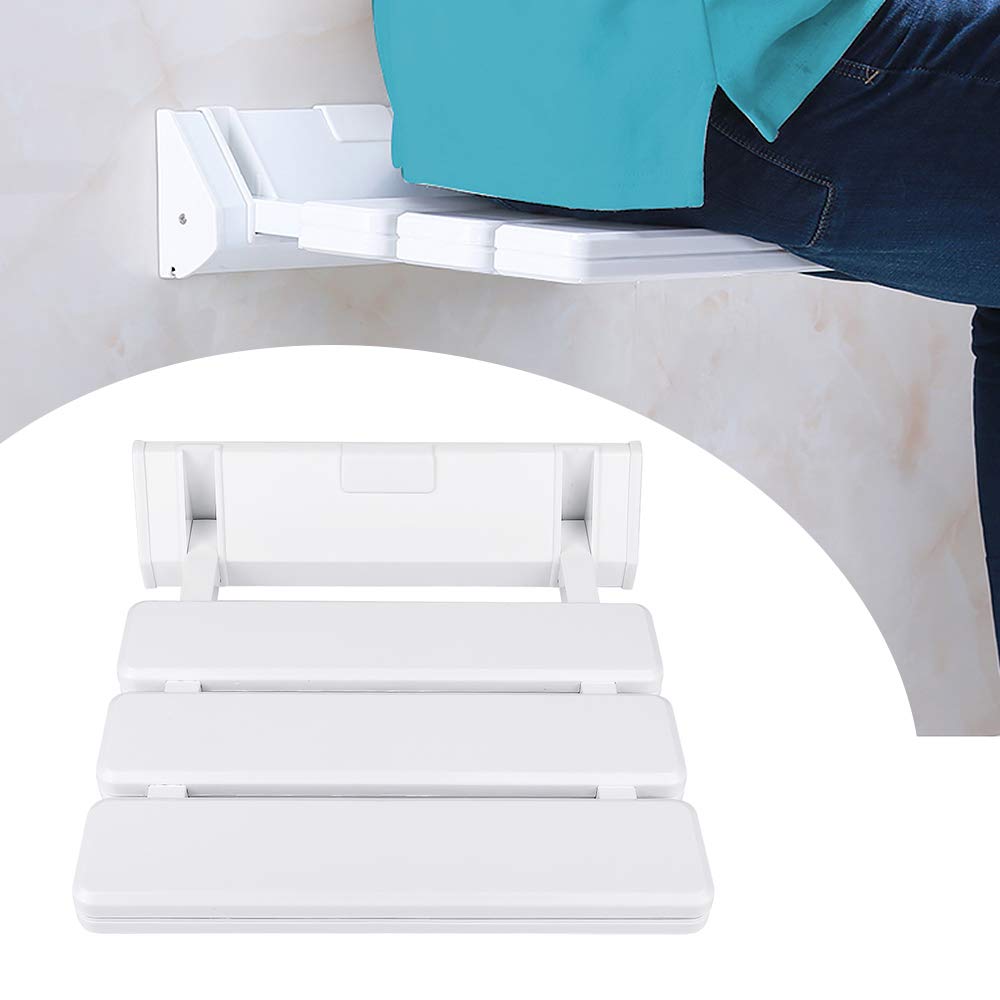 Sedia x doccia anziani - sedia doccia disabili - Sedile richiudibile - seggiolino per doccia pieghevole con montaggio a parete, max 100 kg，33 * 32 * 5 cm (bianco)