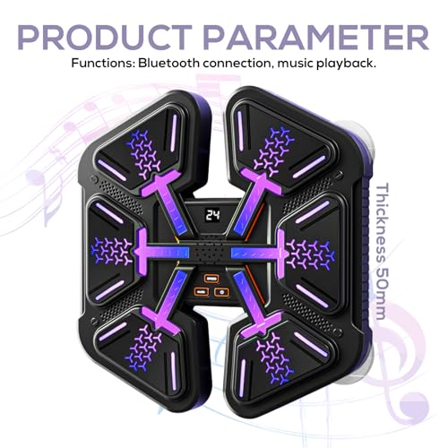 GOMETY Music Boxing Machine, Bluetooth LED Musik Boxmaschine für Erwachsene mit LED-Licht und Boxhandschuhen, 9 Geschwindigkeitsmodi & Zählmodus für Erwachsene und Kinder Bewegung/Stressabbau
