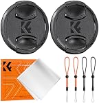 K&F CONCEPT 58mm Couverture du bouchon de l'objectif avant 2 Faites votre valise, 5-in-1 Couverture d'objectif avec 2 Gardien anti-perte et 1 Clou de nettoyage de microfibres, Compatible avec Canon Nikon Sony objectifs de caméra avec 58mm Fil de filtre