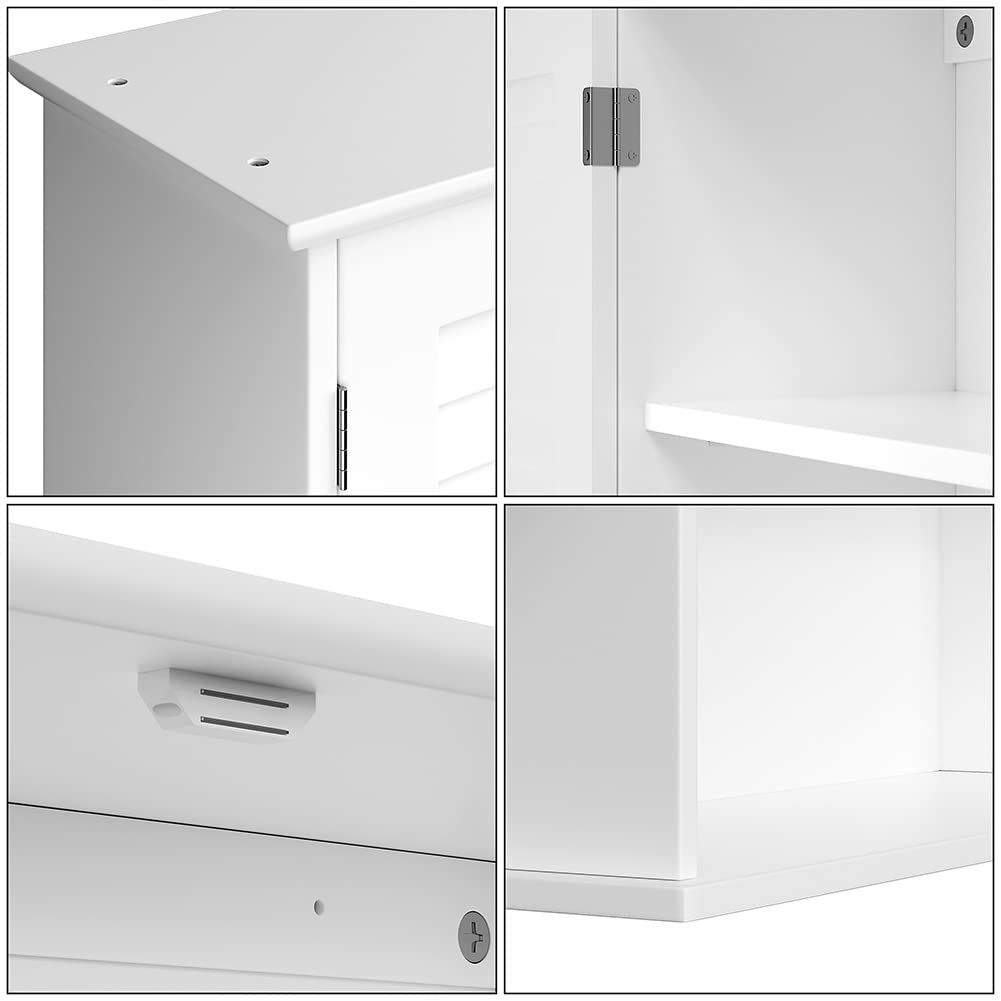 BAKAJI Pensile doppio Mobile Mobiletto Armadio Armadietto Bagno Parete Muro Doppia Anta Due Ripiani Design Moderno Salvaspazio Scaffali Interni Legno Bianco 60x20x70 cm