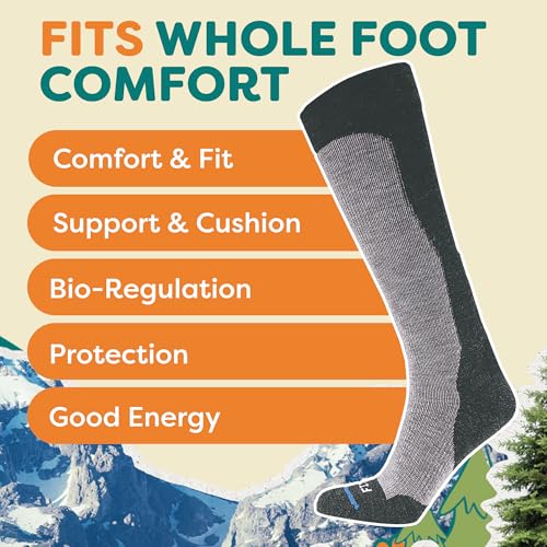 FITS Medium Ski Socks For Men and Women, Merino Wool, Over-the-Calf, Breathable, Lightweight, Whole Foot Comfort4