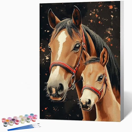 数字油絵 馬 ペイントバイナンバー 動物, ナンバーペイント大人のDIYセット(ブラシとアクリル絵の具を含む)、クリエイティブな手作りの油絵セット、女性へのデジタル絵画ギフト、壁の装飾 50×65cm -WX251041Q