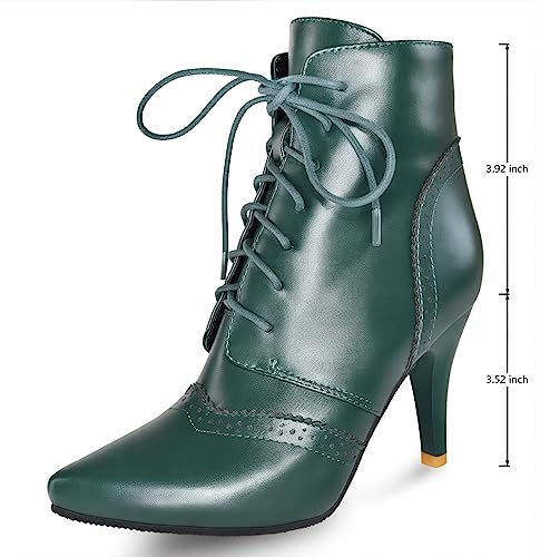 Quimeir Womens Stiletto Ankle Boots Pointed Toe Lace Up High Heel Booties2