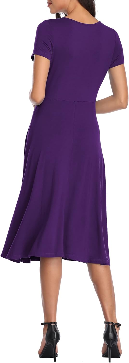 Urban CoCo Women's Floral Print Short Sleeve Flared Midi Dress - Image 4