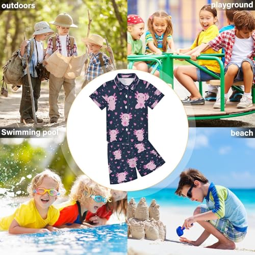 Image of Boccsty Red Strawberry Boy Summer Shorts Sets Hawaiian Toddler Boys T-Shirt & Pants 2 Pcs 3T-10T