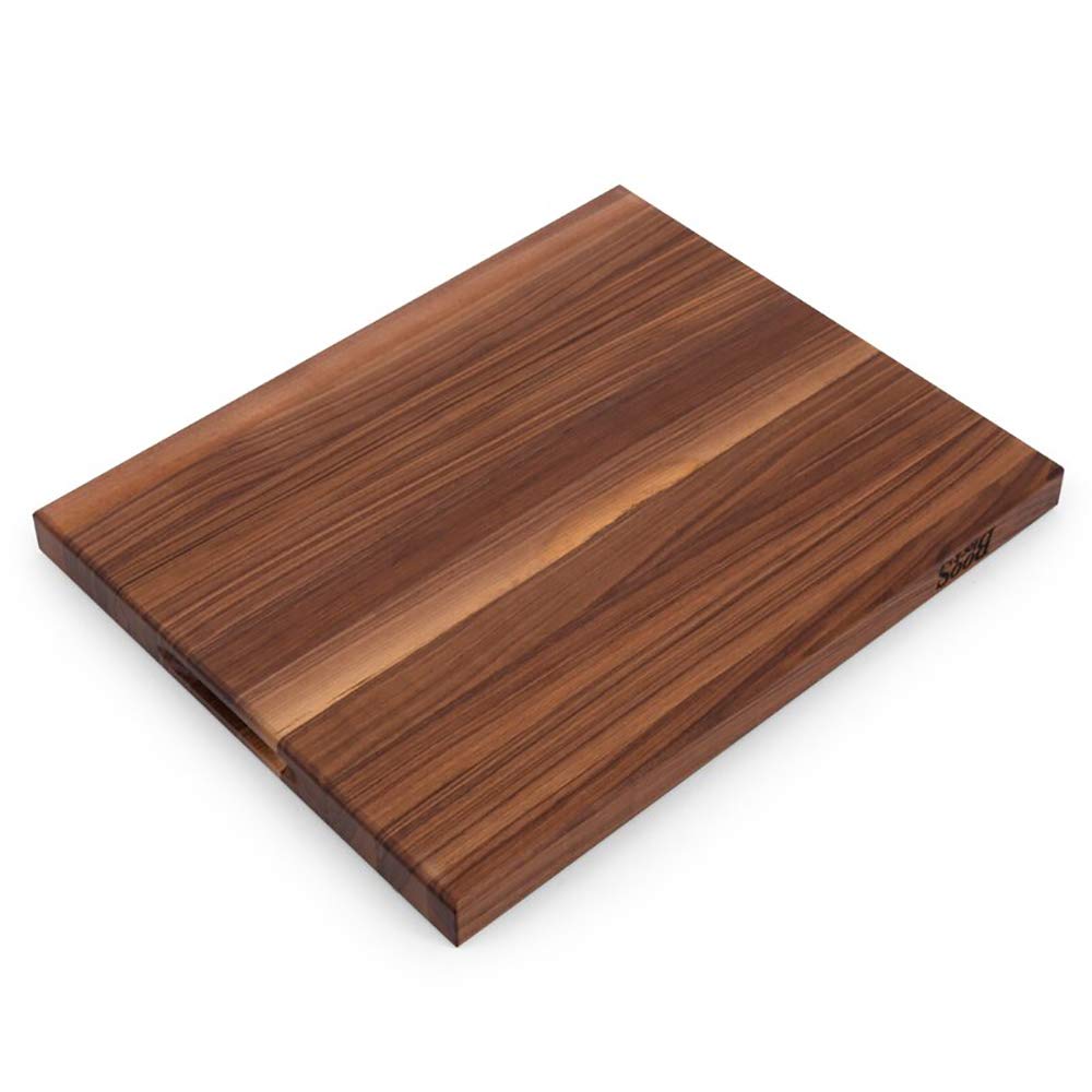John Boos Reversible 21 Inch Wide 1.5 Inch Thick Au Jus Carving Cutting Board with Deep Juice Groove, 17 x 21 x 1.5 Inches, Walnut