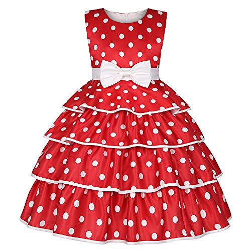 Easter Dresses for Little Girls Toddler Kids Flower Girl Dress Size 7 8 Years Teen Christmas Elegant Party Paegant Birthday Princess Formal Ball Gown Fairy Dresses Red 140