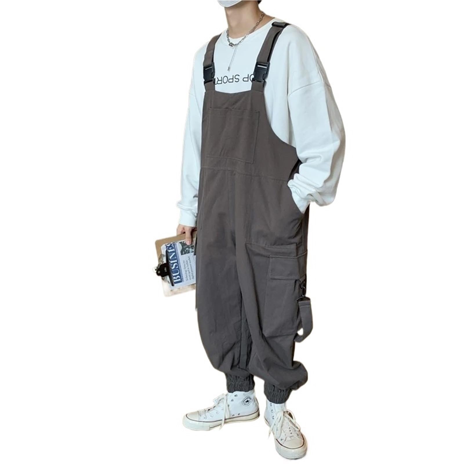 Mono De Trabajo Mono con Tirantes y Pantalones for Hombre, Peto de Verano con Tirantes Sueltos, Informal, con Bolsillos, Unisex, Talla Grande, Ropa de Calle Lisa