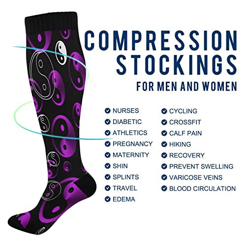 Kigai Violet Yin Yang Socks, Women and Men Knee High Stockings (20-30mmHg), for Nurse Sport Travel Pregnancy Cycling Running4