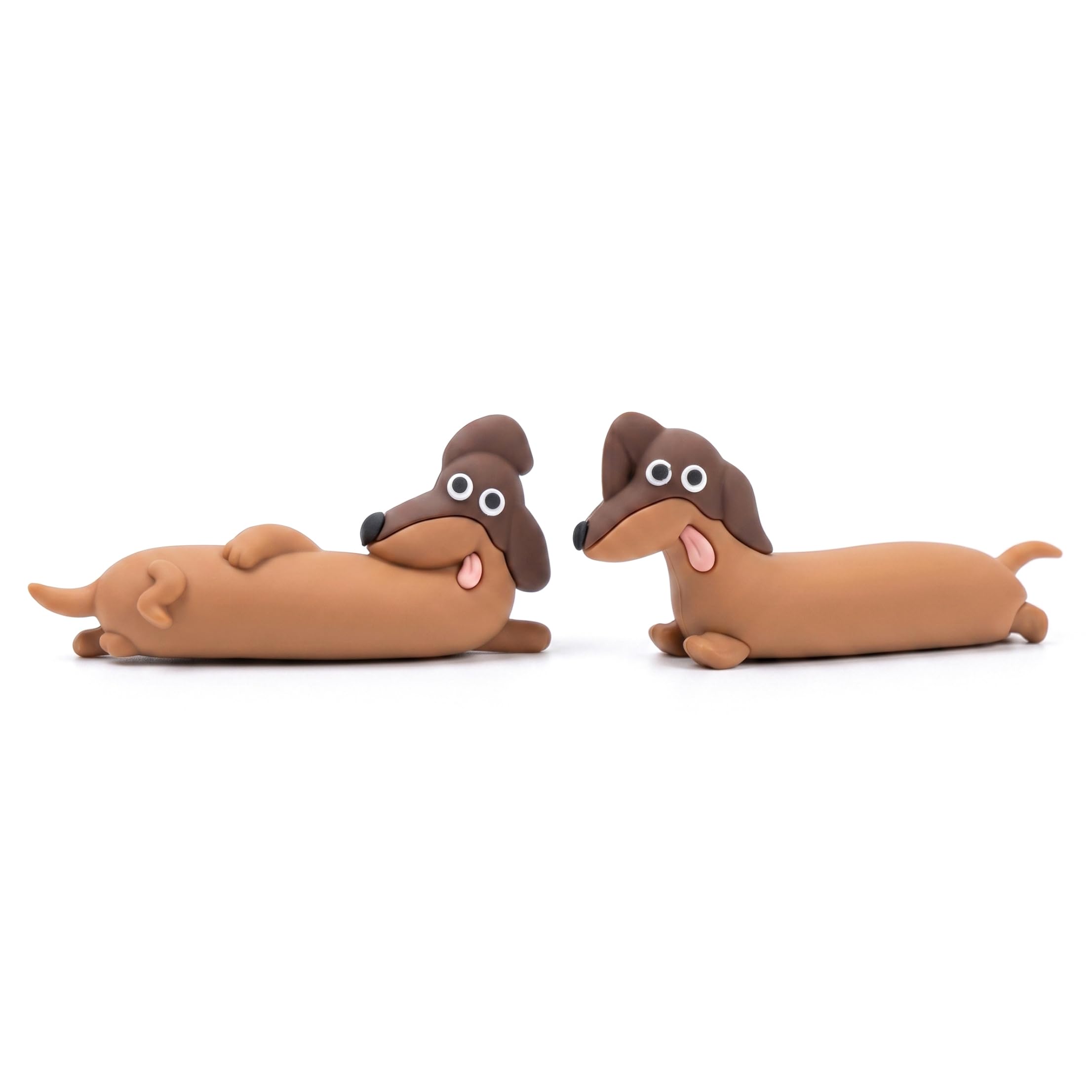 Bemonew Computer Monitor Decor, 2PCS Cute Dachshund Figurines Funny & Stress Relief Desk Ornament for Office & Home, Style-3