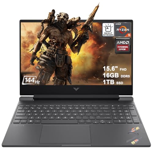 Image of HP Victus 15 Gaming Laptop 15.6 inch FHD IPS 144Hz (AMD FreeSync Premium) AMD 6-core Ryzen 5 7535HS 16GB DDR5 1TB SSD Radeon RX 6550M (>RTX3050) Backlit USB-C Fast Charging Win11 ICP Printer Cable