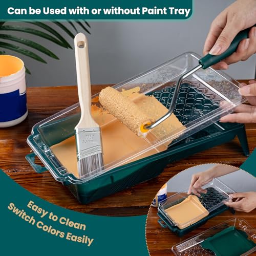 YiBaiBrush Paint Roller Kit, 13 Piece Set, 4 Inch Small Microfiber Roller Covers, Paint Tray with Liners, Paint Brush for Walls, Mini Roller for Painting, Painting Supplies for House Painting - Image 6