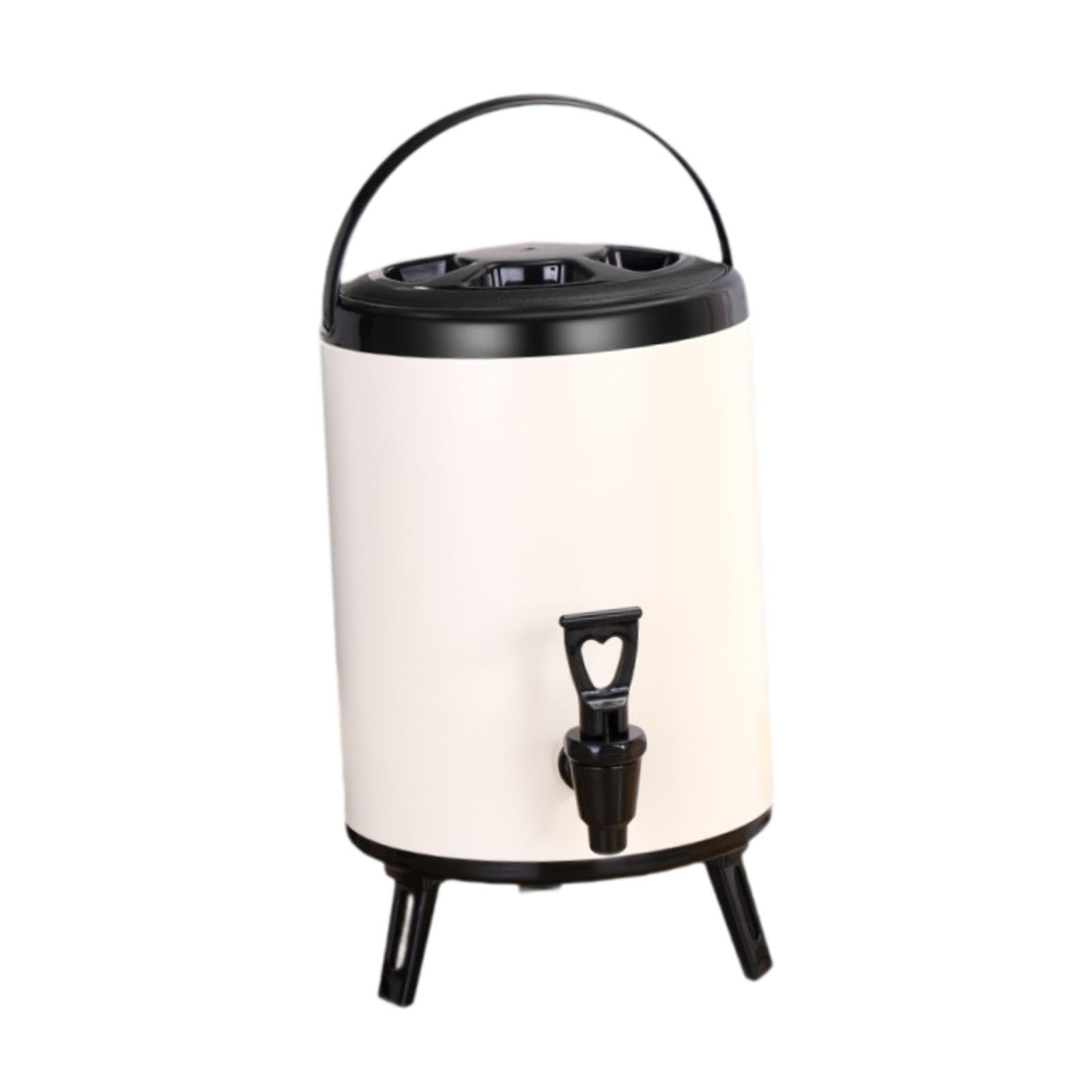 Dispensador de bebidas frías y calientes, barril de té, dispensador de bebidas aislado, cubo de té para hoteles, 6l Blanco