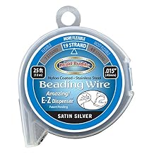 Bead Buddy 19 Strand Bead Stringing Wire, Satin Silver, 25 Feet in Length by 0.15 Inches-Strong, Flexible and Durable Beading Wire-Great Bracelet Making and Necklace Wire for Beading