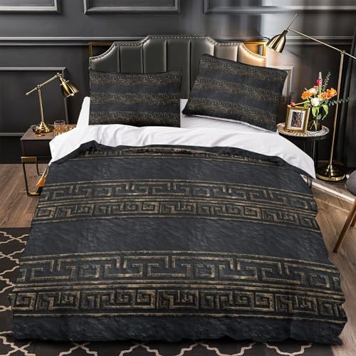 Parure de lit motif grec effet 3D ultra douce et résistante pour lit simple - 2