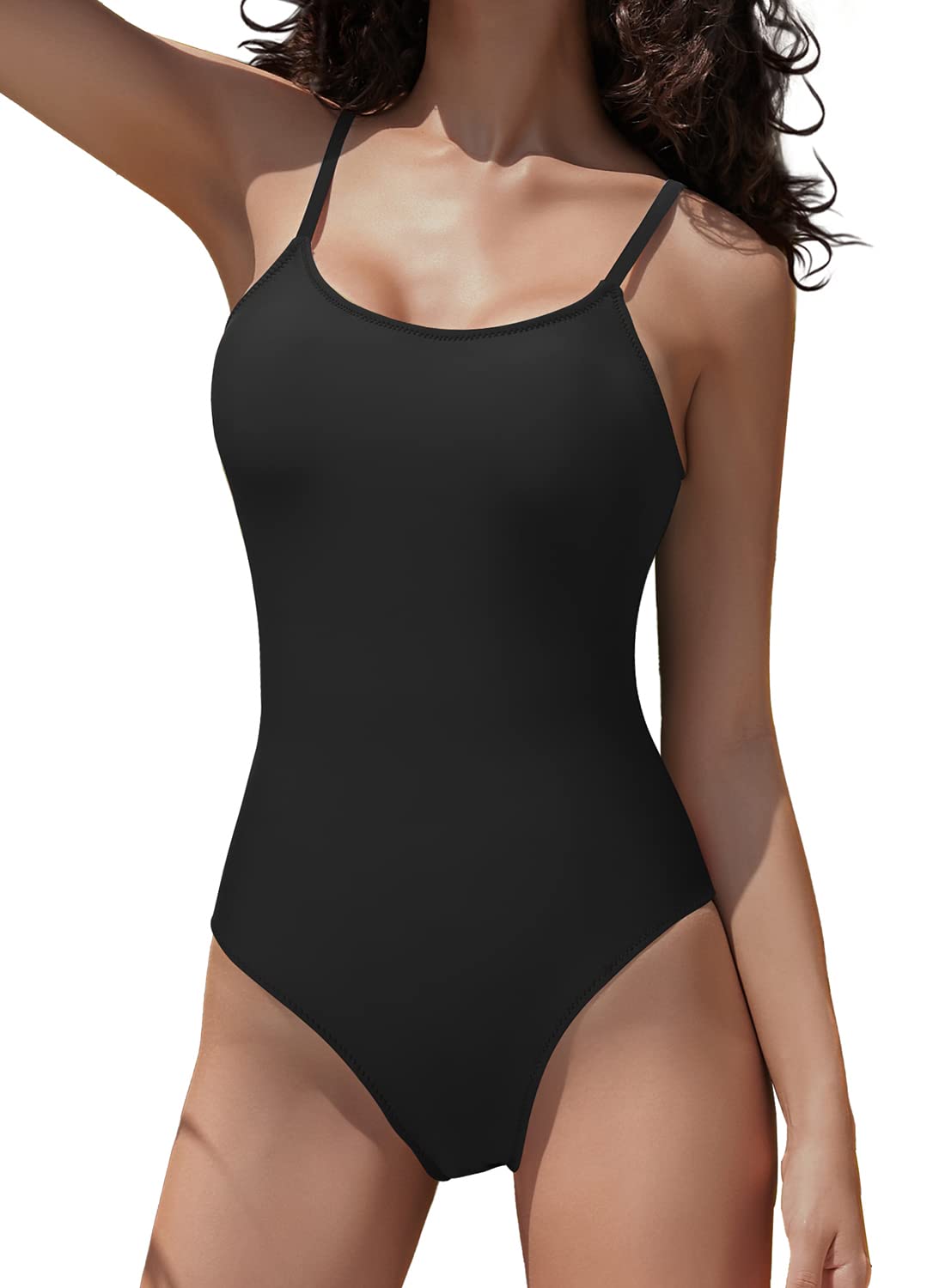 SHEKINI Traje de Baño de Una Pieza para Mujer Elegante Cuello Bajo Ajustable Correas Halter Slim Control Abdomen Deportivo Playa de Bañador Global Recycled Standard Global Recycled Standard Global Recycled Standard