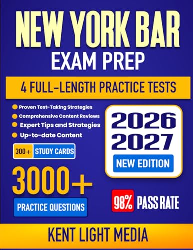 New York Bar Exam Prep 2026-2027: Study Guide, Proven Strategies, 4 Full-Length Practice Tests and Detailed Answer Explanations | 300+ Study Cards