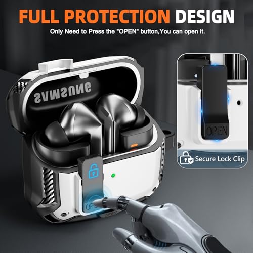Image of Compatible with Samsung Galaxy Buds3 FE (2025) / Buds3 Pro (2024) / Buds 3 Case (2024) with Phone Stand, Compatible with MagSafe, with Secure Lock Clip Design & Cleaning kit